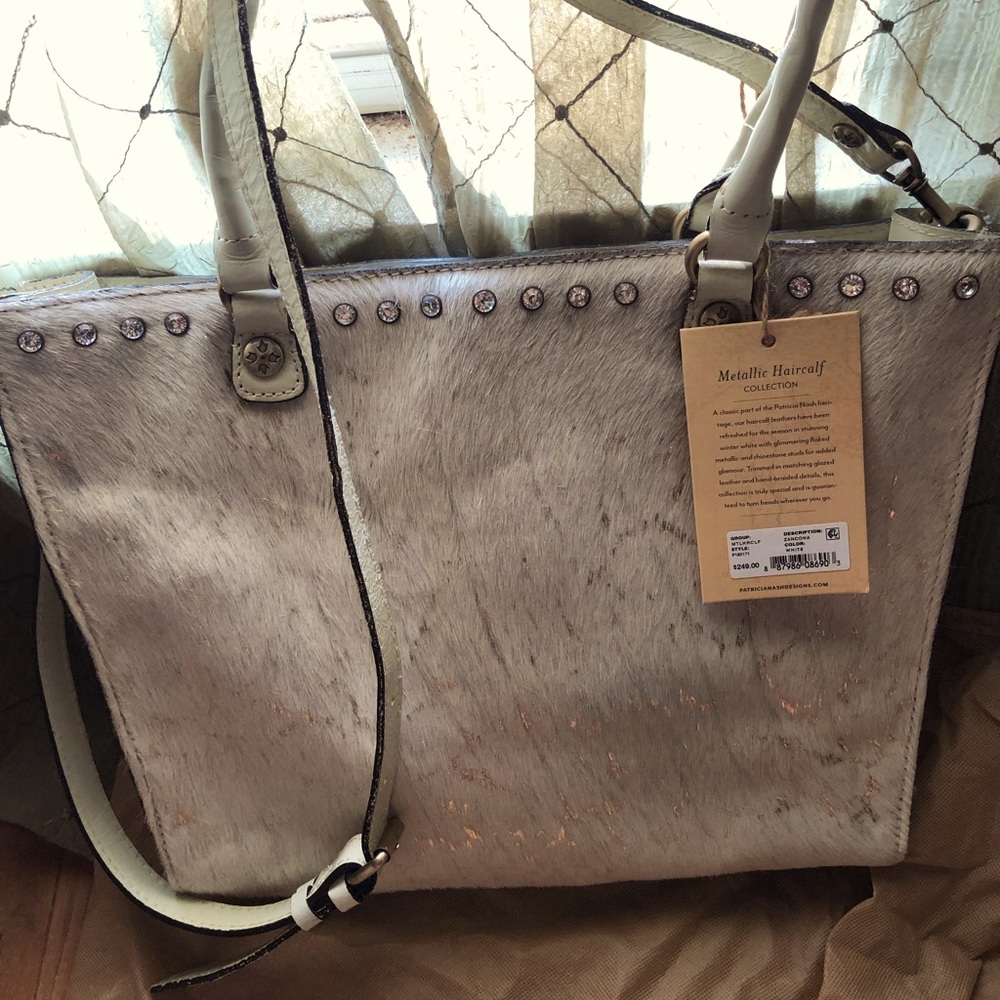 Patricia Nash  Zancona gold marble hair calf bag & tooled Patricia Nash wallet